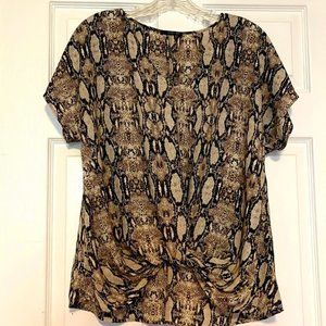 West Kei Allura Knot Detail Blouse - MED - beige print